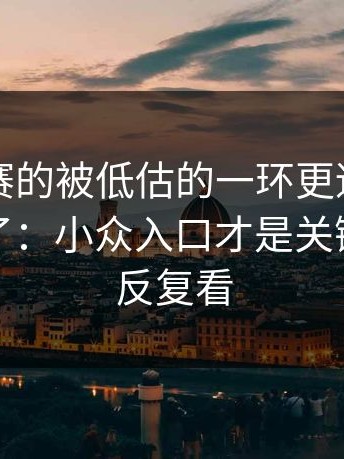 反差大赛的被低估的一环更适合新手被放大了：小众入口才是关键，建议反复看