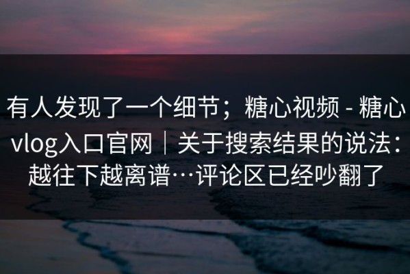 有人发现了一个细节；糖心视频 - 糖心vlog入口官网｜关于搜索结果的说法：越往下越离谱…评论区已经吵翻了
