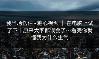 我当场愣住 - 糖心视频 ｜ 在电脑上试了下｜原来大家都误会了…看完你就懂我为什么生气