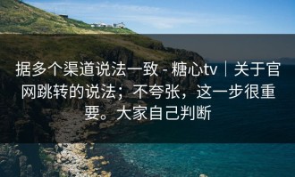 据多个渠道说法一致 - 糖心tv｜关于官网跳转的说法；不夸张，这一步很重要。大家自己判断