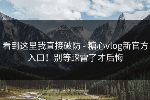 看到这里我直接破防 - 糖心vlog新官方入口！别等踩雷了才后悔
